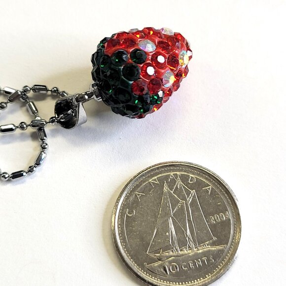 Kids or Teens Red And Dark Green Strawberry Pendant with 18K Silver Necklace - Picture 13 of 13